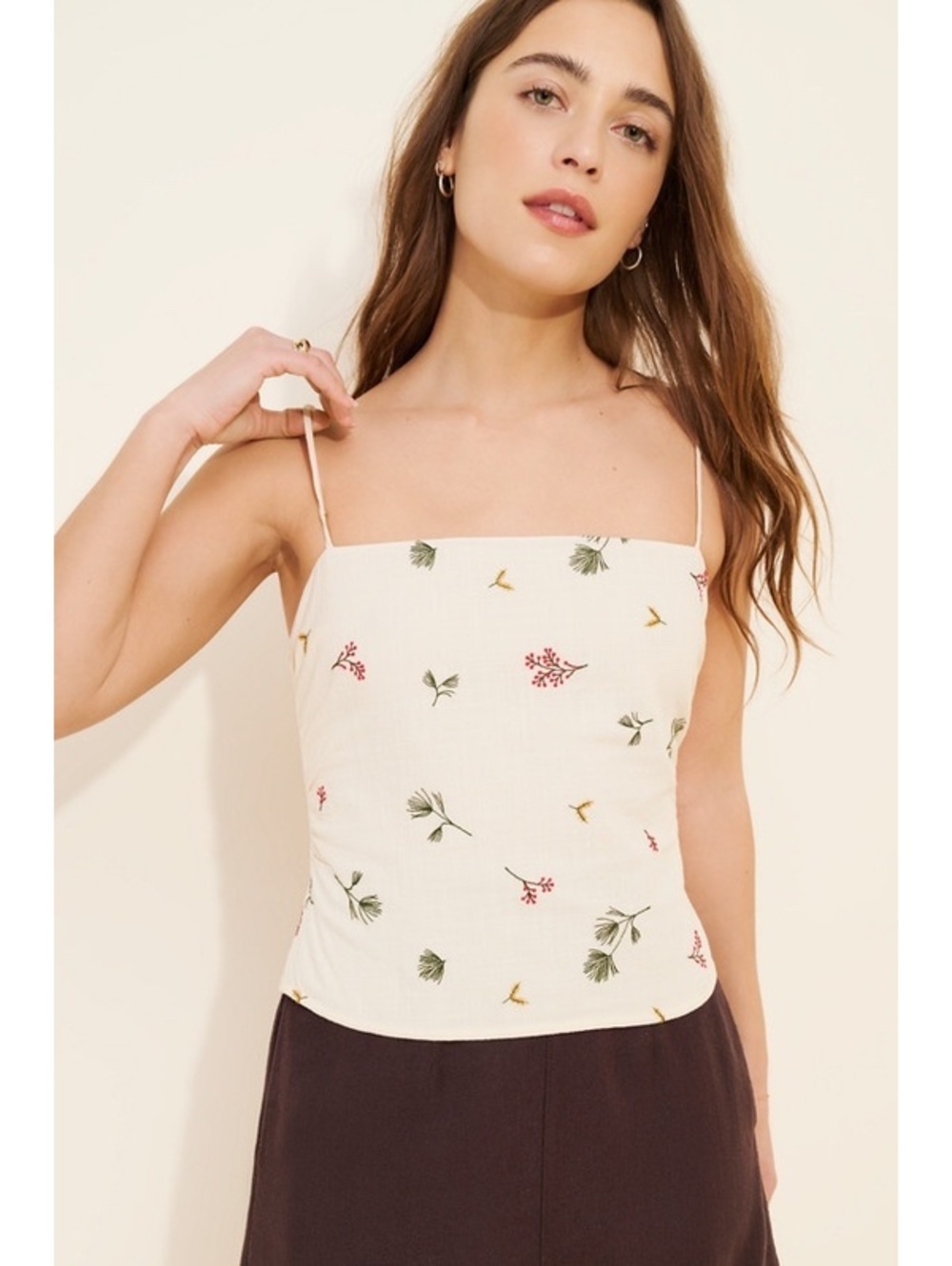 KOURT Snow Calico Embroidered Cami